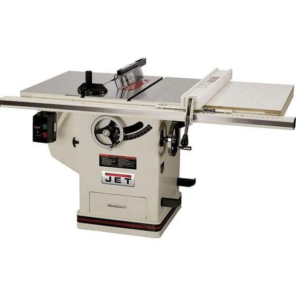 Jet - 10" Blade Diam, Table Saw - 4,300 RPM, 29" Table Depth x 42" Table Width, 230 Volts, 14.5 Amps, 5/8" Arbor - Industrial Tool & Supply