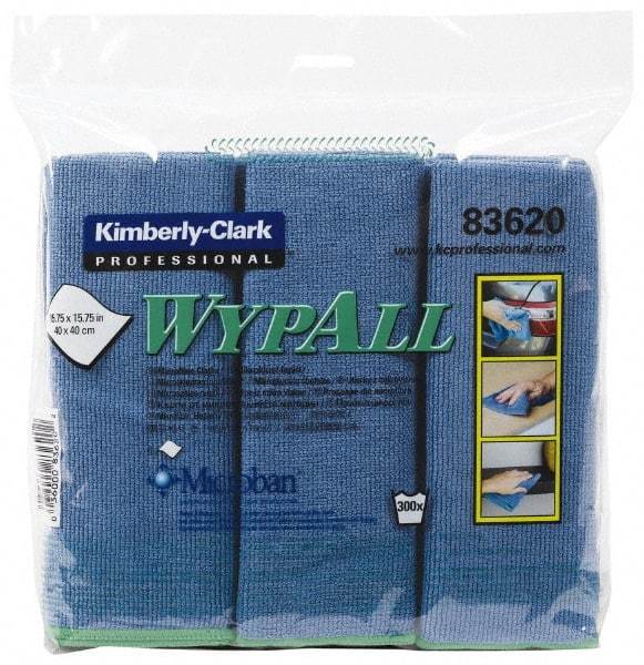 WypAll - Reusable Microfiber Wipes - Packet, 15-3/4" x 15-3/4" Sheet Size, Blue - Industrial Tool & Supply