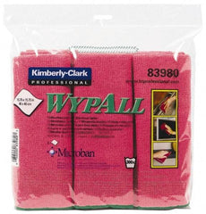 WypAll - Reusable Microfiber Wipes - Packet, 15-3/4" x 15-3/4" Sheet Size, Red - Industrial Tool & Supply