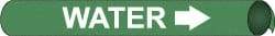NMC - Pipe Marker with Water Legend and Arrow Graphic - 10 to 10" Pipe Outside Diam, White on Green - Industrial Tool & Supply