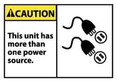 NMC - Accident Prevention Label, Header: CAUTION - Legend: Caution - This Unit Has More Than One Power Source, English, Black, Yellow & White, 5" Long x 3" High, Sign Muscle Finish - Industrial Tool & Supply