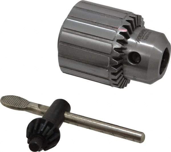 Accupro - 1/2-20, 3/64 to 1/2" Capacity, Threaded Mount Drill Chuck - Keyed, 46mm Sleeve Diam, 62mm Open Length - Exact Industrial Supply