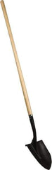 PRO-SOURCE - 11" High x 9-1/2" Wide Round Steel Shovel - 48" Long Wood Straight Handle, Front Turned - Industrial Tool & Supply