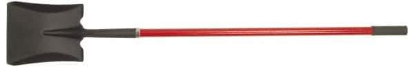 PRO-SOURCE - 11" High x 9-1/2" Wide Square Steel Shovel - 48" Long Fiberglass Straight Handle, Front Turned - Industrial Tool & Supply