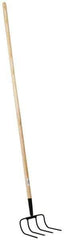 PRO-SOURCE - Refuse Hook with 54" Straight Wood Handle - 7-7/8" Blade Width, 4 Tines, 9" Tine Length - Industrial Tool & Supply
