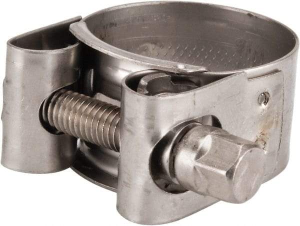 Mikalor - 1-1/8" Hose, 0.71" Wide x 0.04" Thick, T-Bolt Hose Clamp - 1.06 to 1.14" Diam, Stainless Steel - Industrial Tool & Supply
