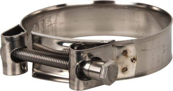 Mikalor - 3-1/2" Hose, 0.98" Wide x 0.04" Thick, T-Bolt Hose Clamp - 3.35 to 3.58" Diam, Stainless Steel - Industrial Tool & Supply