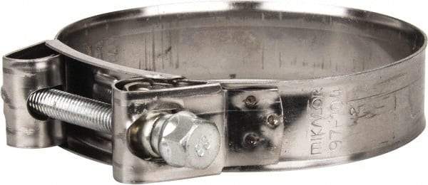 Mikalor - 4" Hose, 0.98" Wide x 0.04" Thick, T-Bolt Hose Clamp - 3.82 to 4.1" Diam, Stainless Steel Band, Housing & Zinc Plated Screw - Industrial Tool & Supply
