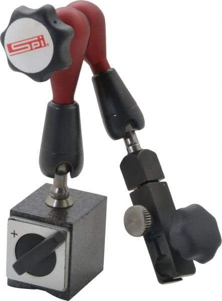 SPI - 175 Lb Magnetic Force, Fine Adjustment Indicator Positioner & Holder with Base - Post & Arm, Round Base, 6-1/2" Base Diam - Industrial Tool & Supply