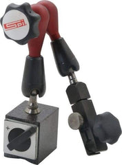 SPI - 175 Lb Magnetic Force, Fine Adjustment Indicator Positioner & Holder with Base - Post & Arm, Round Base, 6-1/2" Base Diam - Industrial Tool & Supply
