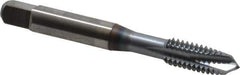 OSG - 5/16-18 UNC, 3 Flute, TiCN Finish, Vanadium High Speed Steel Spiral Point Tap - Plug Chamfer, Right Hand Thread, 2-23/32" OAL, 1-1/8" Thread Length, 0.318" Shank Diam, 2B Class of Fit - Exact Industrial Supply