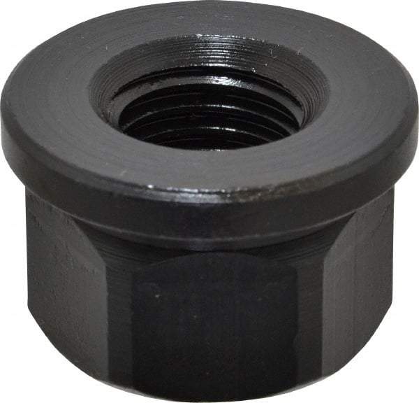 Gibraltar - 1-8, 2" Flange Diam, 1-1/4" High, 1-5/8" Across Flats, Flange Nut - Grade 12L14 Steel, Black Oxide Finish, 1/4" Flange Height, TCMAI - Industrial Tool & Supply