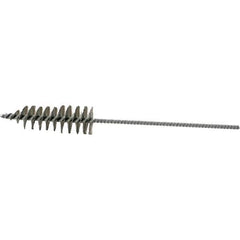 Brush Research Mfg. - 1.2" Diam Helical Stainless Steel Tube Brush - Single Spiral, 0.006" Filament Diam, 3-3/4" Brush Length, 10-1/2" OAL, 0.22" Diam Plastic Handle Shank - Industrial Tool & Supply