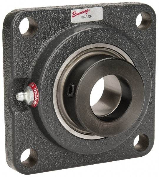 Browning - 1-1/4" ID, 4-5/8" OAL x 4-5/8" OAH 4-Bolt Flange - 3,493 Lb Static Cap, 5,782 Lb Dyn Cap, 3-5/8" Btw Mnt Hole Ctrs, Cast Iron - Industrial Tool & Supply