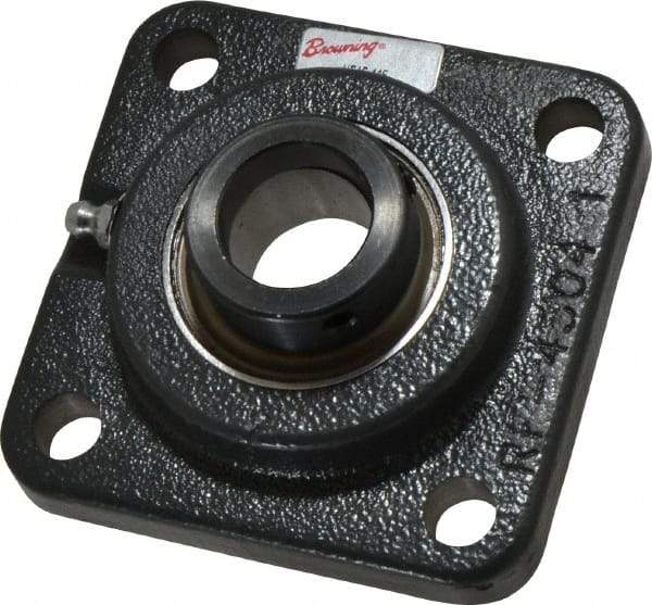Browning - 1" ID, 3-3/4" OAL x 3-3/4" OAH 4-Bolt Flange - 1,651 Lb Static Cap, 2,801 Lb Dyn Cap, 2-3/4" Btw Mnt Hole Ctrs, Cast Iron - Industrial Tool & Supply