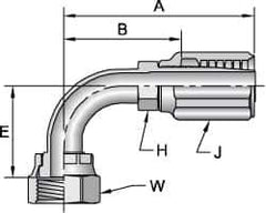 Parker - 9/16-18 SAE Steel Hydraulic Hose Female Seal-Lok Swivel 90° Elbow & Short Drop - 6,000 psi, -4 Hose Size, 1/4" Hose Diam - Industrial Tool & Supply