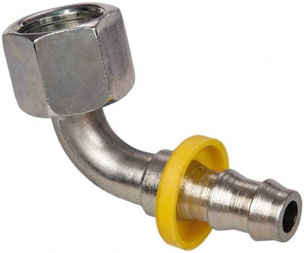 Parker - 11/16-16 SAE Steel Hydraulic Hose Female Seal-Lok Swivel & 90° Elbow - -6 Hose Size - Industrial Tool & Supply