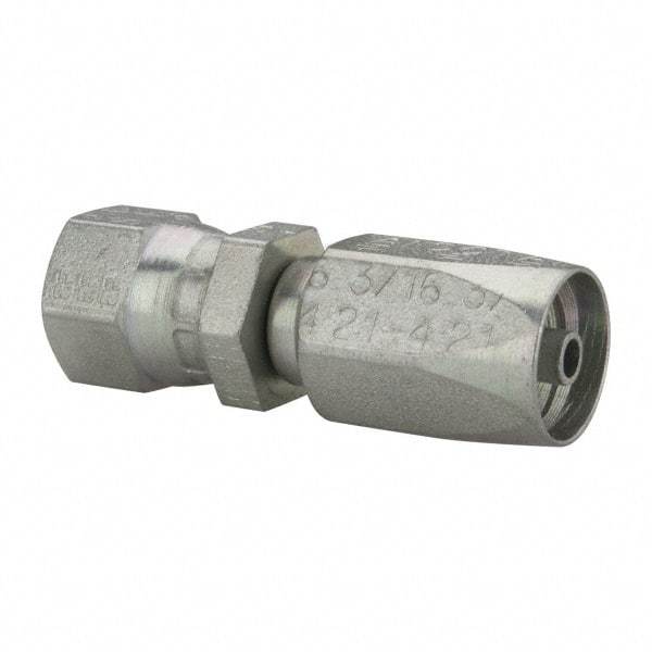 Parker - 7/16-20 SAE Steel Hydraulic Hose Female JIC 37° Swivel & Straight Fitting - 6,000 psi, -4 Hose Size - Industrial Tool & Supply