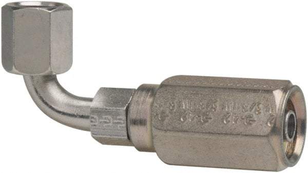 Parker - 9/16-18 Female JIC Steel Hydraulic Hose Female JIC Swivel & 90° Elbow & Short Drop - 5,000 psi, -6 Hose Size, 3/8" Hose Diam - Industrial Tool & Supply