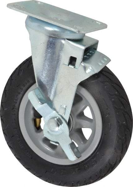 Shepherd - 6" Diam x 1-1/4" Wide, Phenolic Swivel with Brake Caster - 150 Lb Capacity, Top Plate Mount, 2-5/8" x 3-3/4" Plate, Ball Bearing - Industrial Tool & Supply