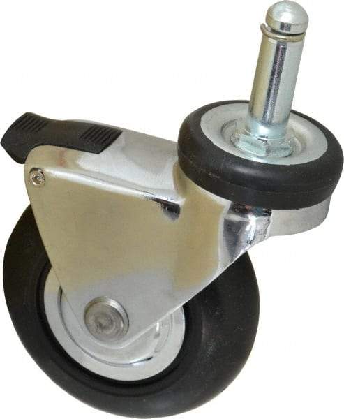 Shepherd - 3" Diam x 15/16" Wide x 3-7/8" OAH Stem Mount Swivel Caster with Brake - Neoprene, 110 Lb Capacity, Precision Ball Bearing, 7/16 x 1-7/16" Friction Stem - Industrial Tool & Supply