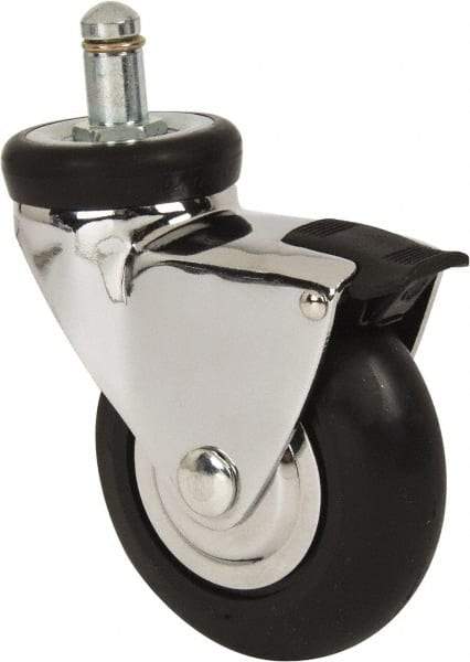 Shepherd - 3" Diam x 15/16" Wide x 3-7/8" OAH Stem Mount Swivel Caster with Brake - Neoprene, 110 Lb Capacity, Precision Ball Bearing, 7/16 x 7/8" Friction Stem - Industrial Tool & Supply