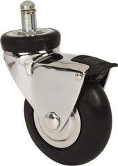 Shepherd - 3" Diam x 15/16" Wide x 3-7/8" OAH Stem Mount Swivel Caster with Brake - Neoprene, 110 Lb Capacity, Precision Ball Bearing, 7/16 x 7/8" Friction Stem - Industrial Tool & Supply
