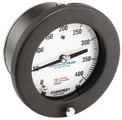 Ashcroft - 4-1/2" Dial, 1/4 Thread, 0-200 Scale Range, Pressure Gauge - Center Back Connection Mount, Accurate to 0.5% of Scale - Industrial Tool & Supply