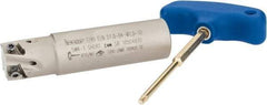 Iscar - 1" Cut Diam, 0.394" Max Depth of Cut, 1" Shank Diam, 4" OAL, Indexable Square Shoulder End Mill - T290 LN.T 1004 Inserts, Weldon Shank, 90° Lead Angle, Through Coolant, Series SumoMill - Industrial Tool & Supply