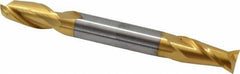 Hertel - 3/8", 3/4" LOC, 3/8" Shank Diam, 3-1/2" OAL, 2 Flute, Solid Carbide Square End Mill - Double End, TiN Finish, 30° Helix, Centercutting - Industrial Tool & Supply
