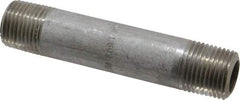 Merit Brass - Schedule 80, 1/2" Pipe x 4" Long, Grade 304/304L Stainless Steel Pipe Nipple - Seamless & Threaded - Industrial Tool & Supply