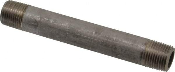 Merit Brass - Schedule 80, 1/2" Pipe x 5-1/2" Long, Grade 304/304L Stainless Steel Pipe Nipple - Seamless & Threaded - Industrial Tool & Supply