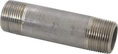 Merit Brass - Schedule 80, 1" Pipe x 4-1/2" Long, Grade 304/304L Stainless Steel Pipe Nipple - Seamless & Threaded - Industrial Tool & Supply