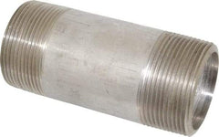 Merit Brass - Schedule 80, 2-1/2" Pipe x 6" Long, Grade 304/304L Stainless Steel Pipe Nipple - Seamless & Threaded - Industrial Tool & Supply