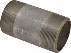Merit Brass - Schedule 80, 3" Pipe x 6" Long, Grade 304/304L Stainless Steel Pipe Nipple - Seamless & Threaded - Industrial Tool & Supply