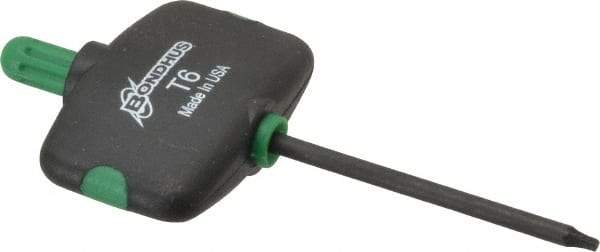 Bondhus - T6 Standard Torx Key - Wing Handle, Protanium High Torque Steel, 1-1/2" Length Under Head - Industrial Tool & Supply