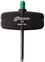 Bondhus - T8 Standard Torx Key - Wing Handle, Protanium High Torque Steel, 1-1/2" Length Under Head, 3" OAL - Industrial Tool & Supply
