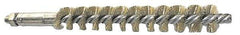 Schaefer Brush - 4" Brush Length, 1" Diam, Double Stem, Single Spiral Tube Brush - 6-1/4" Long, Brass, 1/4-28 Male Connection - Industrial Tool & Supply