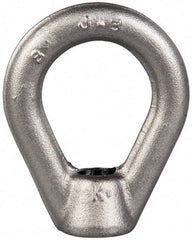 Gibraltar - 2,700 Lb Capacity, 1/2-13 Thread, Stainless Steel Lifting Eye Nut - Grade 304, 2-1/2" High, 1-1/4" Inside & 2" Outside Eye Diam, 7/8" Bell/Base Width - Industrial Tool & Supply