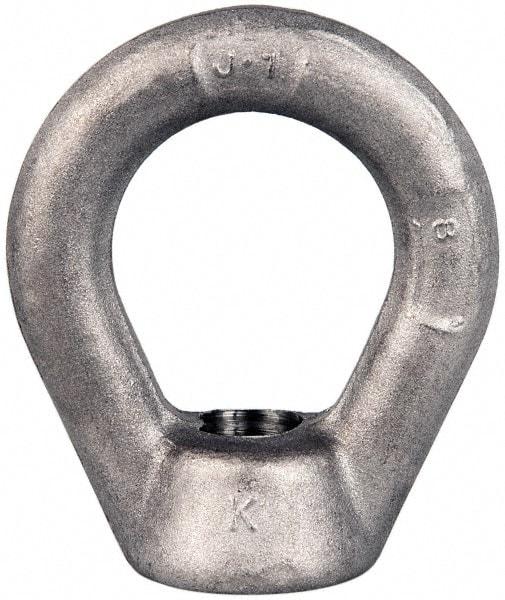 Gibraltar - 5,000 Lb Capacity, 5/8-11 Thread, Stainless Steel Lifting Eye Nut - Grade 304, 3" High, 1-1/2" Inside & 2-1/2" Outside Eye Diam, 1-3/8" Bell/Base Width - Industrial Tool & Supply