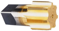 Hertel - 2 - 11-1/2 NPTF Thread, 7 Flute Standard Pipe Tap - 4-1/2" OAL, 1-3/4" Thread Length, 1-3/16" Shank Diam, TiN Finish, High Speed Steel - Exact Industrial Supply