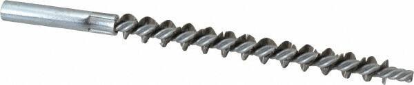 Schaefer Brush - 4" Brush Length, 3/8" Diam, Double Stem, Single Spiral Tube Brush - 6-1/4" Long, Stainless Steel, 12-24 Female Connection - Industrial Tool & Supply