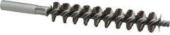 Schaefer Brush - 4" Brush Length, 3/4" Diam, Double Stem, Single Spiral Tube Brush - 6-1/4" Long, Stainless Steel, 12-24 Female Connection - Industrial Tool & Supply