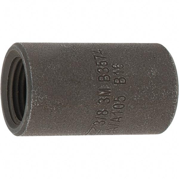 Made in USA - Size 3/8", Class 3,000, Forged Carbon Steel Black Pipe Coupling - 3,000 psi, Threaded End Connection - Industrial Tool & Supply