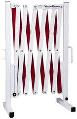 Made in USA - 37" High Folding Barricade - Aluminum & Steel Frame, Red/White - Industrial Tool & Supply