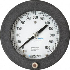 Ashcroft - 4-1/2" Dial, 1/4 Thread, 0-600 Scale Range, Pressure Gauge - Center Back Connection Mount, Accurate to 0.5% of Scale - Industrial Tool & Supply