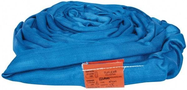 Lift-All - 12' Long x 2-5/8" Wide, 21,200 Lb Vertical Capacity, Polyester Web Sling - 17,000 Lb Choker Capacity, 1-3/4" Diam Chain, Blue, with Endless Sling - Industrial Tool & Supply