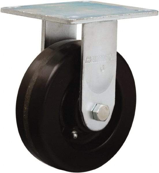 Hamilton - 6" Diam x 2" Wide x 7-1/2" OAH Top Plate Mount Rigid Caster - Phenolic, 900 Lb Capacity, Straight Roller Bearing, 5 x 5-1/2" Plate - Industrial Tool & Supply