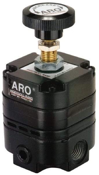 ARO/Ingersoll-Rand - 3/8 NPT Port, 14 CFM, Zinc Precision Constant Bleed Regulator - 2 to 25 psi Range, 150 Max psi Supply Pressure, 1/4" Gauge Port Thread, 2.12" Wide x 4.55" High - Industrial Tool & Supply