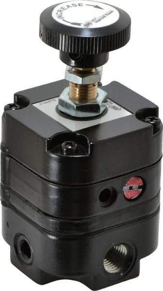 ARO/Ingersoll-Rand - 1/4 NPT Port, 14 CFM, Zinc Precision Constant Bleed Regulator - 2 to 60 psi Range, 150 Max psi Supply Pressure, 1/4" Gauge Port Thread, 2.12" Wide x 4.55" High - Industrial Tool & Supply